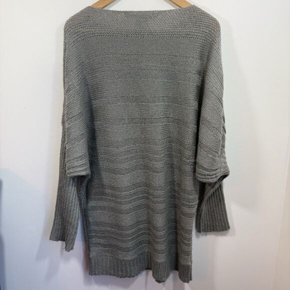 Max Studio Cable Knit Sweater XL Dolman Sleeve Silver Gray Metallic Winter Fall - Picture 2 of 11